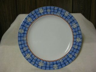 4 Sakura Debbie Mumm Snowflake Dinner Plates 11 " Blue & White Snowflakes
