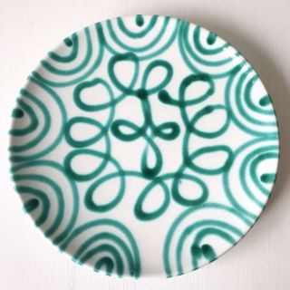Gmundner Keramik Austria Dizzy Pattern Dinner Plate Wall Plate Green Teal 10 