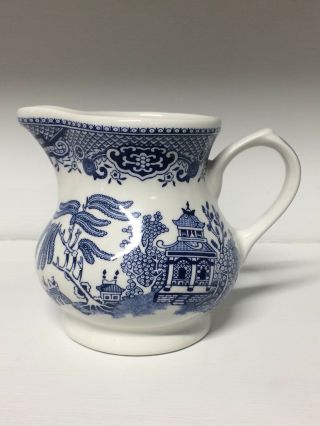 Vintage Churchill Made In England Blue Willow 8 Oz.  Creamer Blue & White