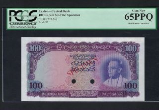 Ceylon 100 Rupees 5 - 6 - 1963 P66ct Specimen Color Trial Uncirculated
