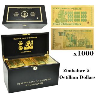 Wr 1000pcs Elephant Zimbabwe 5 Octillion Dollars Color Gold Banknote