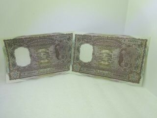 India 1000 Rupee Bombay Large Notes 2 In Consecutive Order Lion Tanjore Temple