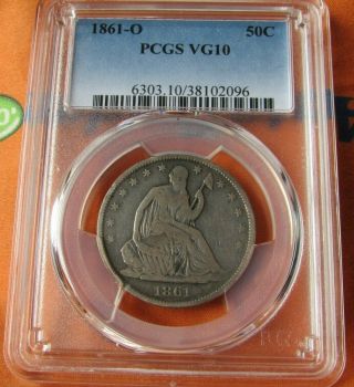 1861 - O 50c Seated Liberty Half Dollar Pcgs Vg - 10 Great Civil War Coin