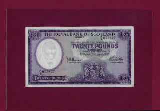 The Royak Bank Of Scotland 20 Pounds 1969 P - 332 Ef - Au Rare
