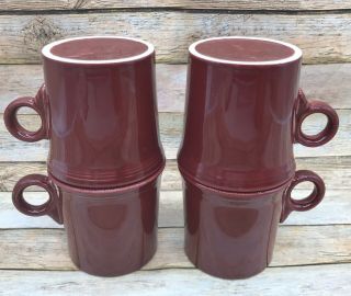 Fiestaware " Cinnabar " (maroon / Burgundy) Set Of 4 Mugs 3 1/2 " Tall