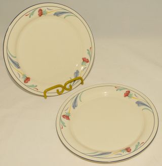 Lenox - Chinastone - Poppies On Blue - Set Of 2 - Salad Plates 8.  5 " Made In Usa