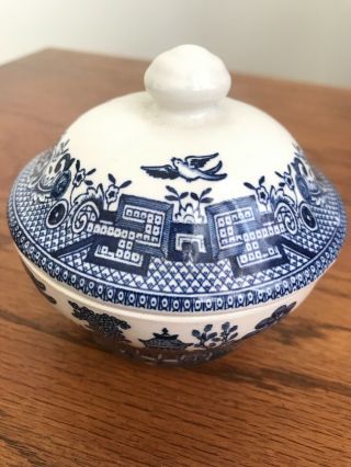 Churchill Blue Willow Sugar Bowl With Lid (georgian Shape) Made In England