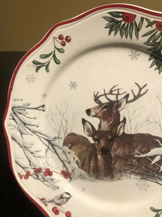 Better Homes & Gardens Winter Heritage Salad Plate Stag & Doe Deer Christmas 3