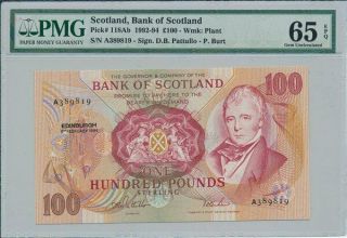 Bank Of Scotland Scotland 100 Pounds 1994 Prefix A Pmg 65epq