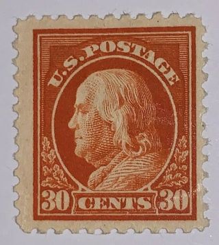 Travelstamps: 1917 - 1919 Us Stamps Scott 516 30c Franklin Orange Red Og Lh