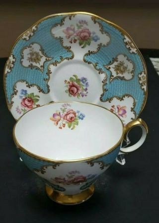 Vintage Queen Anne Footed Tea Cup And Saucer " Eleanor " 24 Kt Gold Gilt