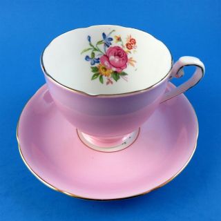 Pink With Floral Bouquet Royal Grafton Tea Cup And Saucer Set
