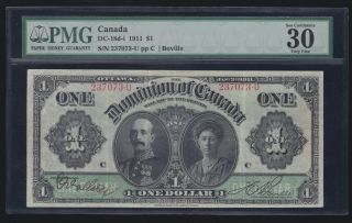 Canada 1911 $1 Dominion Of Canada Currency Dc - 18d - I Pmg 30 Epq Ch Vf (073)