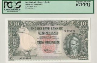 1967 Zealand 10 Pounds Sig.  Fleming ( (pcgs 67 Ppq))