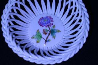 Hungarian Herend Queen Victoria Open Weave Basket Porcelain 5 "