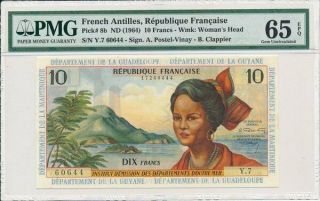 République Française French Antilles 10 Francs Nd (1946) Pmg 65epq
