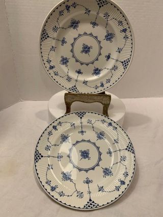 Denmark Blue English Ironstone By Franciscan Set Of 2 Floral 7.  3/4” Round White