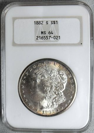 1882 - S Ngc Ms 64 Morgan Dollar - -