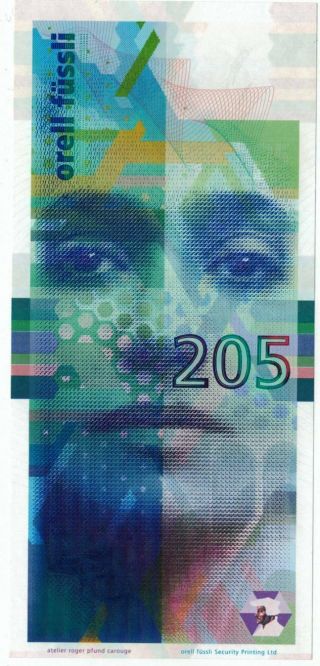 - - - - Test Note / Test Banknote Orell Füssli " 205 " / Perforation " Chf 205 " - - - - -