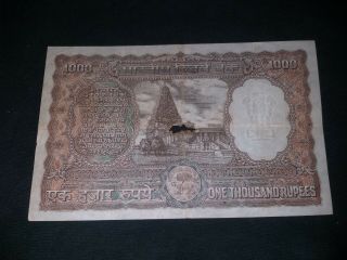 Old India Big Fafda 1000 Rupee Note Sign By K R Puri Strong Paper.  Rare