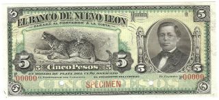 Mexico S - 360s (unl) ; M - 434s Banco De Nuevo Leon 5 Pesos (ns),  _ 18_ Au