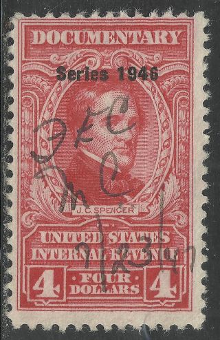 U.  S.  Revenue Documentary Stamp Scott R451 - $4.  00 Issue Of 1946 2