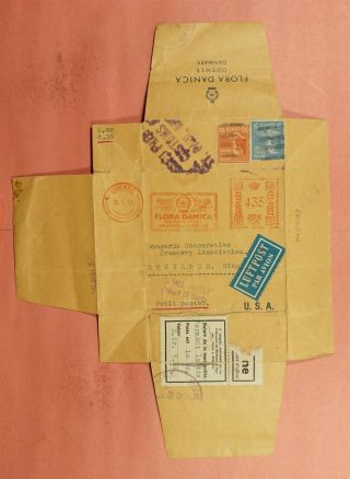 1953 Denmark Small Packet Parcel Odense Meter To Usa Mixed Frank Prexies As Due