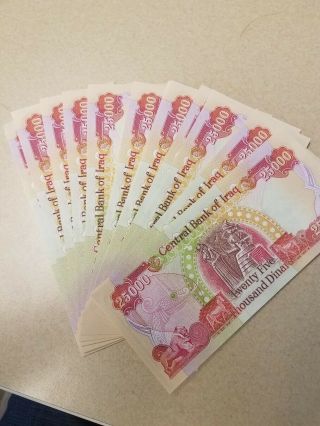 500,  000 Iraqi Dinar (20x) 25,  000 Notes.  Uncirculated & Crisp.  100 Authentic