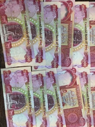 300,  000 Crisp Iraqi Dinar Uncirculated Serial Numbered 12 X 25,  000 25000 Iqd