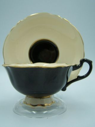 Vintage Paragon Cup Saucer Black And Pale Peach In Color Double Warrent 2