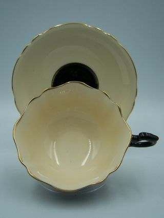 Vintage Paragon Cup Saucer Black And Pale Peach In Color Double Warrent 3