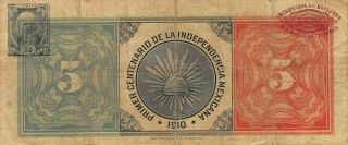 México / Minero 5 Pesos 1910 M132a Series T.  3 Comm.  Circulated Banknote Anglb