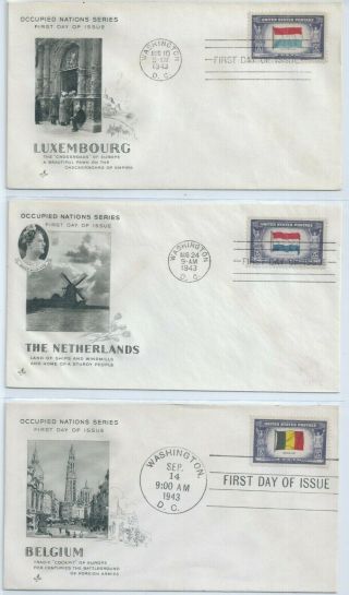 US FDC 909 - 921 Overrun Nations 1944 DC ART CRAFT First Day Complete Set 2