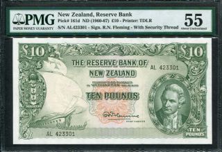 Zealand 1960 - 1967,  10 Pounds,  P161d,  Pmg 55 Aunc