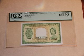 Malaya And British Borneo P.  2 5 Dollars 1953 Queen Elizabeth Ii Pcgs 64 Ppq