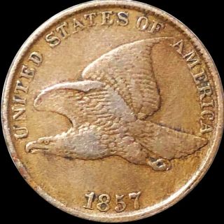 1857 Flying Eagle Cent About Uncirculated Philadelphia Key Date 1c Copper Penny
