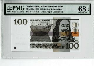 Netherlands P 93a 1970 100 Gulden Pmg 68 Epq Gem Unc