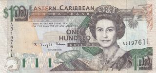 East Caribbean States 100 Dollars 1993 Prefix A Rare (b564)