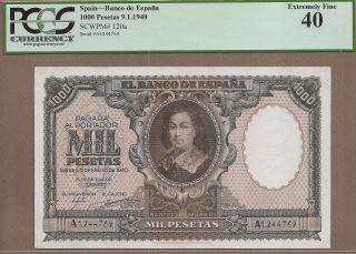 Spain: 1000 Pesetas Banknote,  (xf Pcgs40),  P - 120a,  09.  01.  1940,