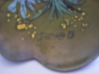 SASCHA BRASTOFF Enamel on Copper Decorative Display Plate Flowers SIGNED 3