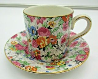 Lord Nelson Ware Tea Cup,  Marina,  Made In England,  Floral Chintz With Gold Edges