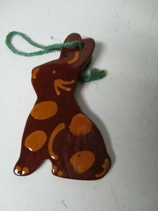 Ned Foltz Redware Pottery Christmas Ornament - Sitting Rabbit