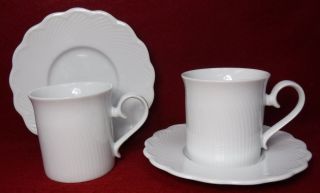 Dansk Dinnerware Blanc White Pattern Cup & Saucer - Set Of Two (2) - 3 - 1/4 "