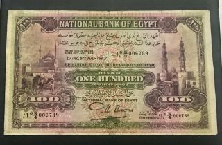 Egypt 100 Pounds Banknote 1942 Sign.  " Nixon " V.  S.  N.  " 6 7 8 9 "