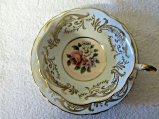 Paragon Made In England Tea Cup And Saucer Pale Blue With Gold Design