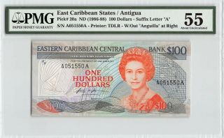 East Caribbean States / Antigua Nd (1986 - 88) P - 20a Pmg About Unc 55 100 Dollars