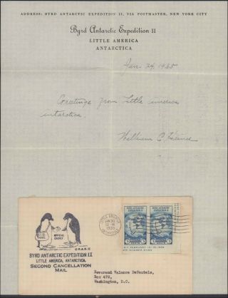 1935 Little America Byrd Antarctic Expedition Ii,  Letter From William Haines