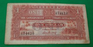 Straits Settlements 1 Dollar 1925,  F,
