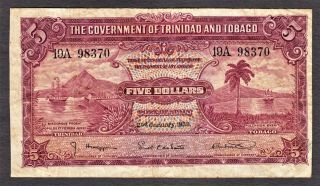 Trinidad And Tobago 5 Dollars 2.  1.  1939 Pick - 7b Very Fine
