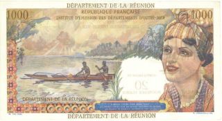 Reunion 20 Nouveaux Francs O/P Provisional Banknote 1971 XF/AU 2